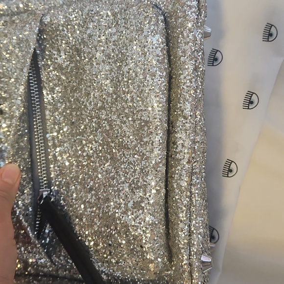 Chiara Ferragni Silver Glitter Eye Backpack - Picture 4 of 14